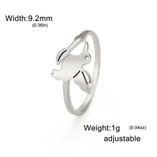 Ayla – Stainless Steel Hummingbird & Floral Open Ring