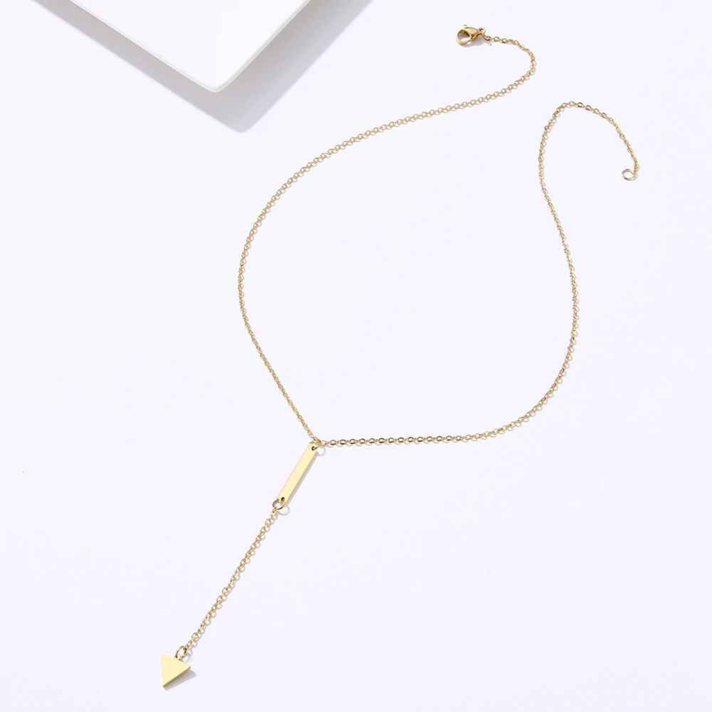 Amara – Stainless Steel Bar & Tassel Pendant Necklace