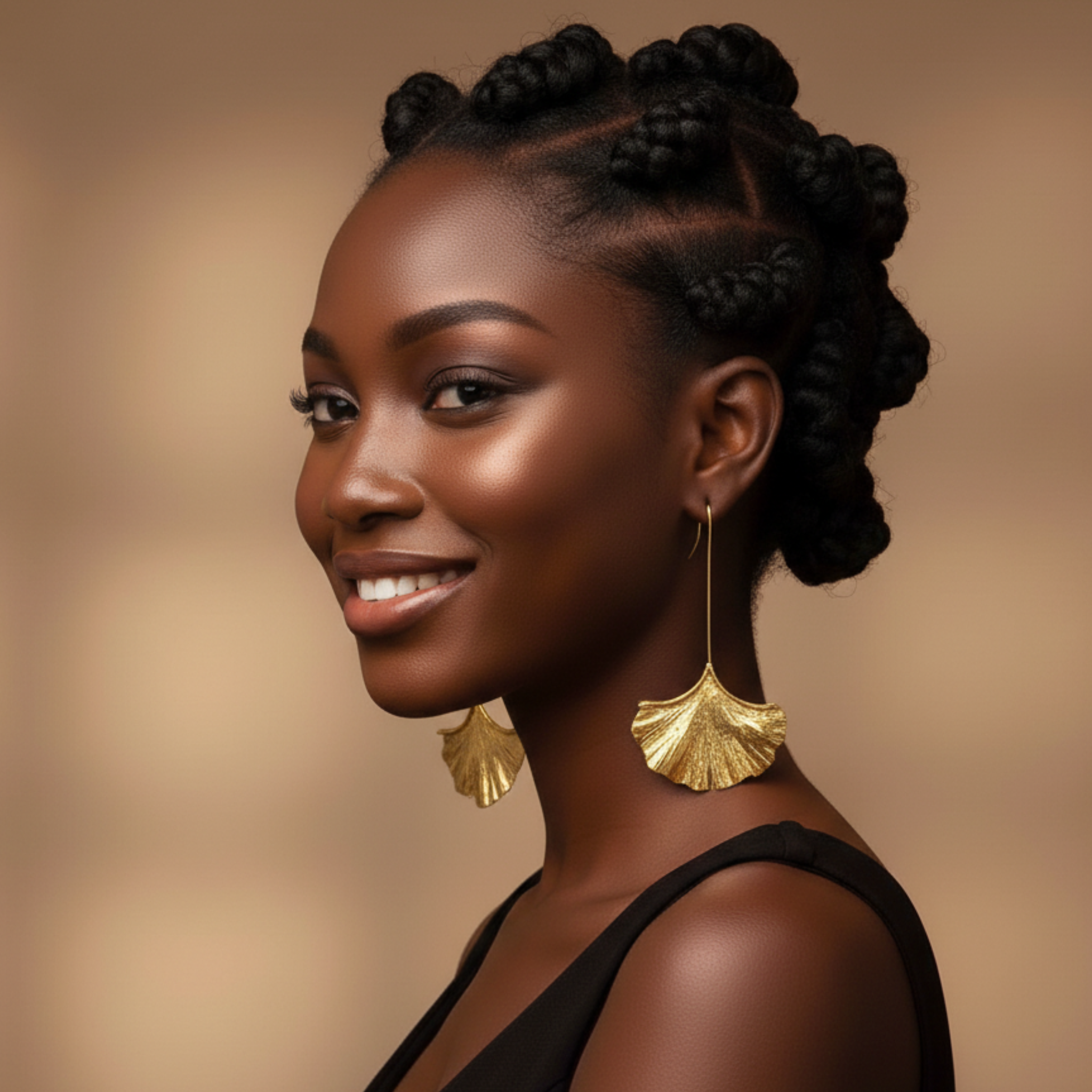 Lule – Gold Irregular Pleated Dangle Earrings