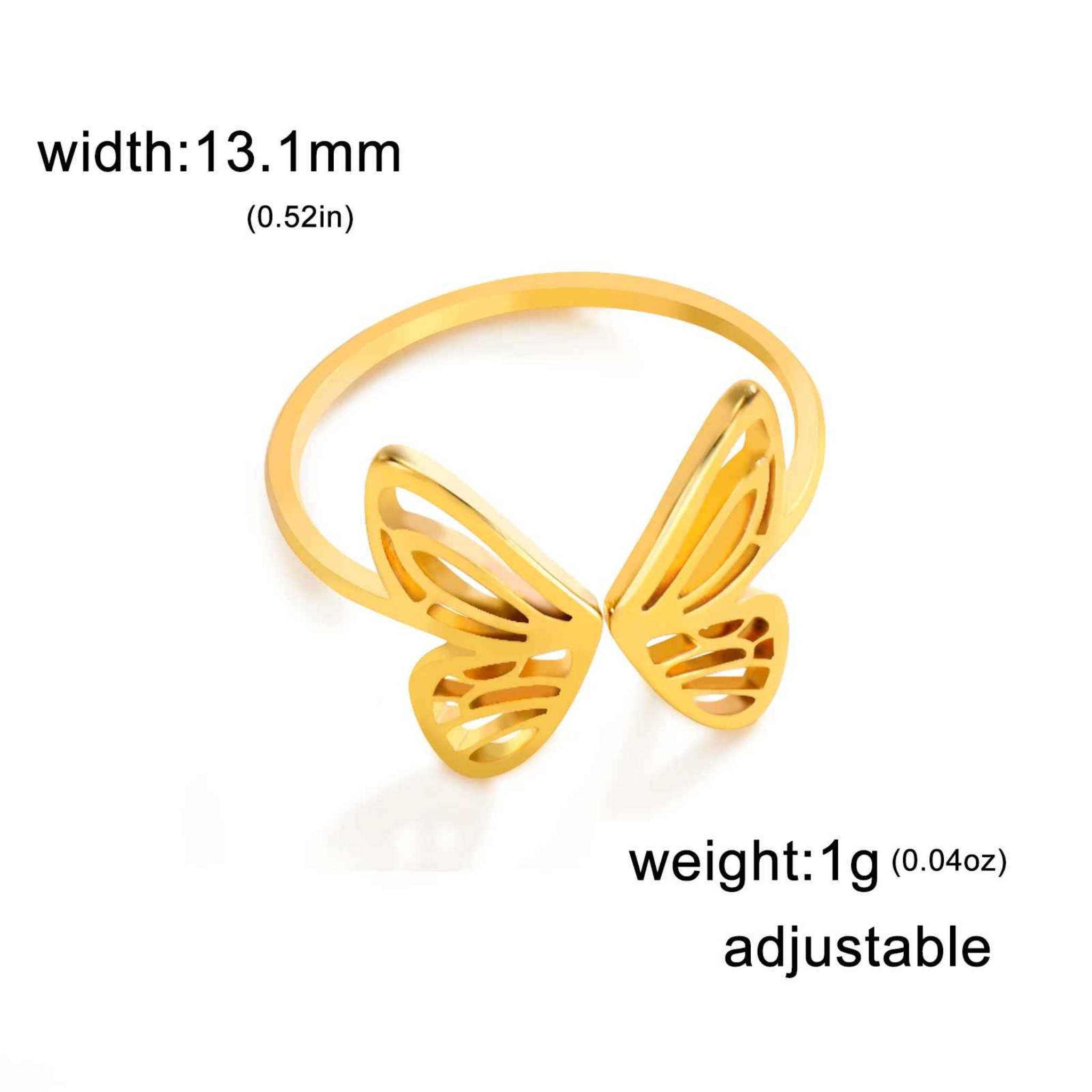 Mala – Stainless Steel Adjustable Butterfly Ring