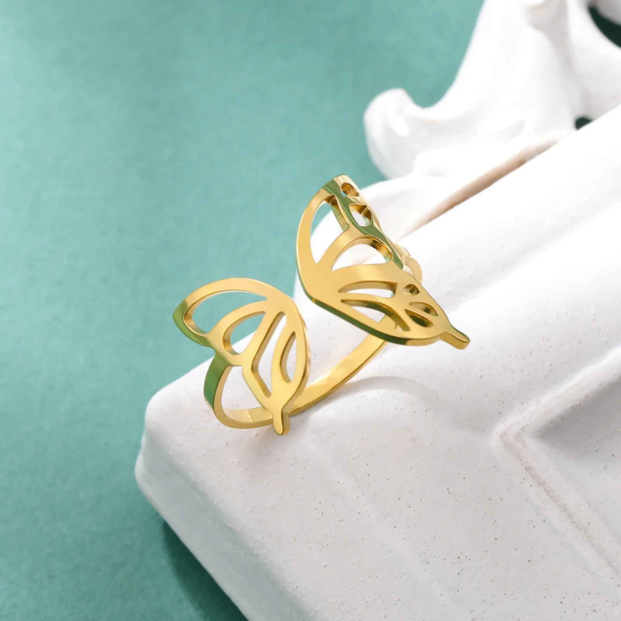 Mala – Stainless Steel Adjustable Butterfly Ring