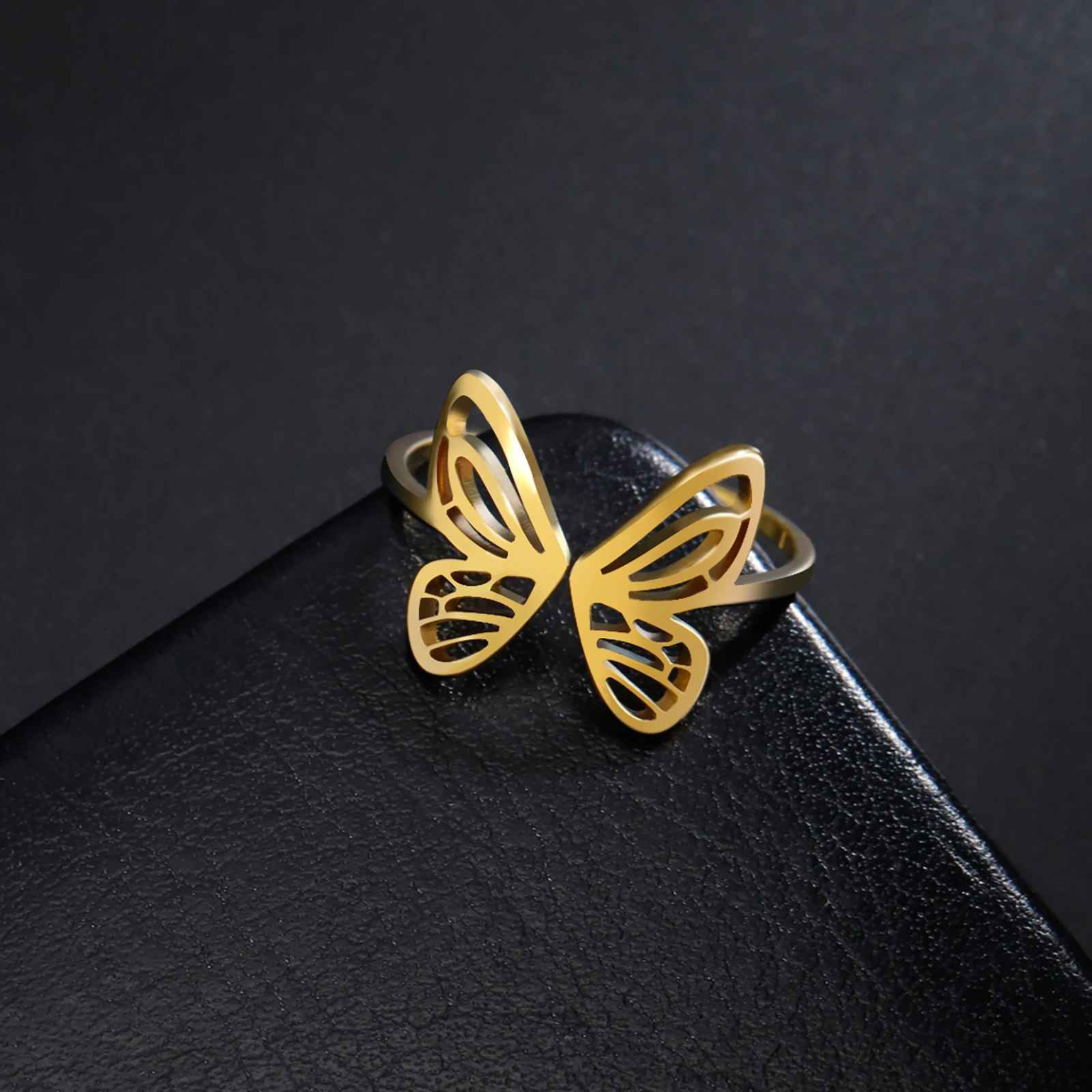 Mala – Stainless Steel Adjustable Butterfly Ring