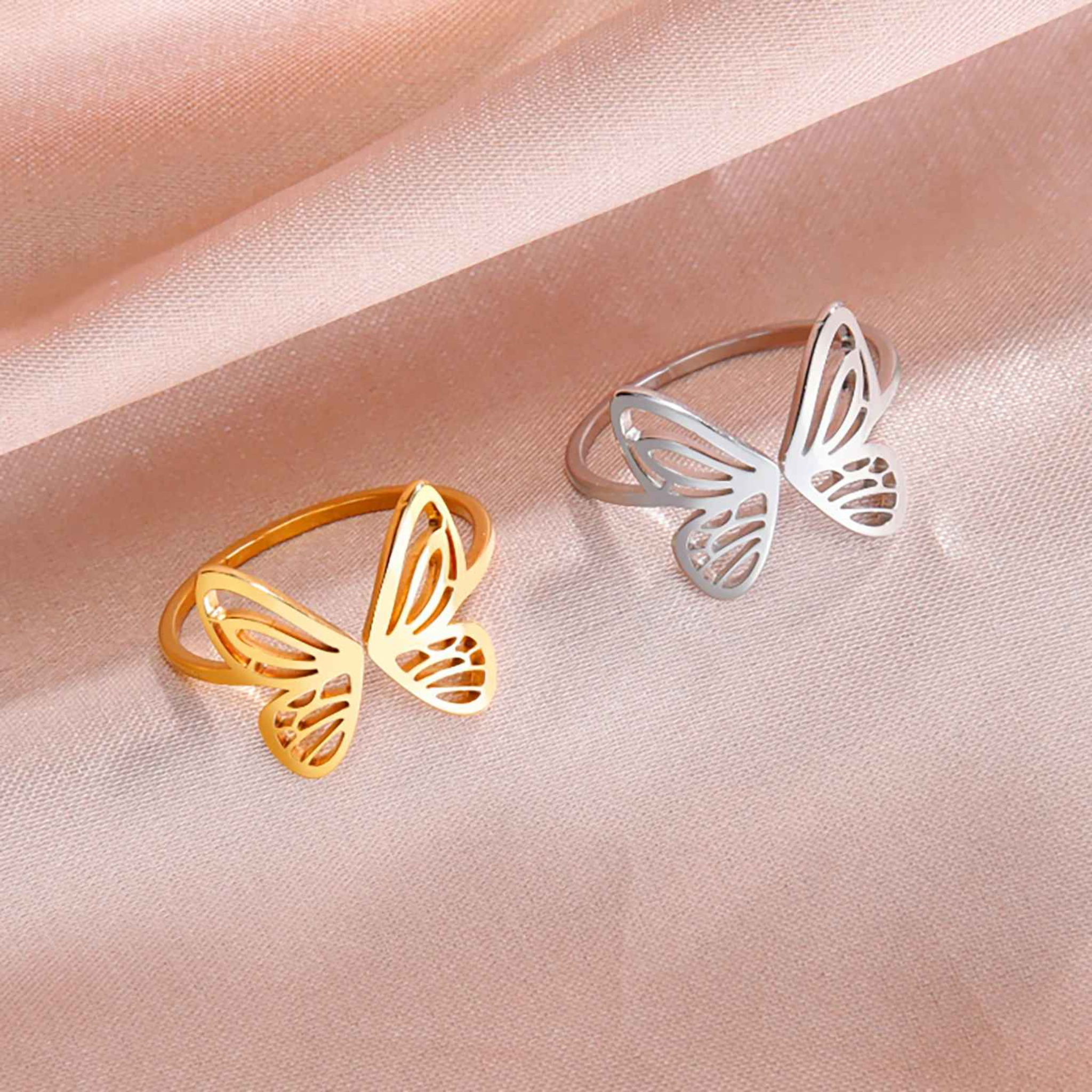 Mala – Stainless Steel Adjustable Butterfly Ring