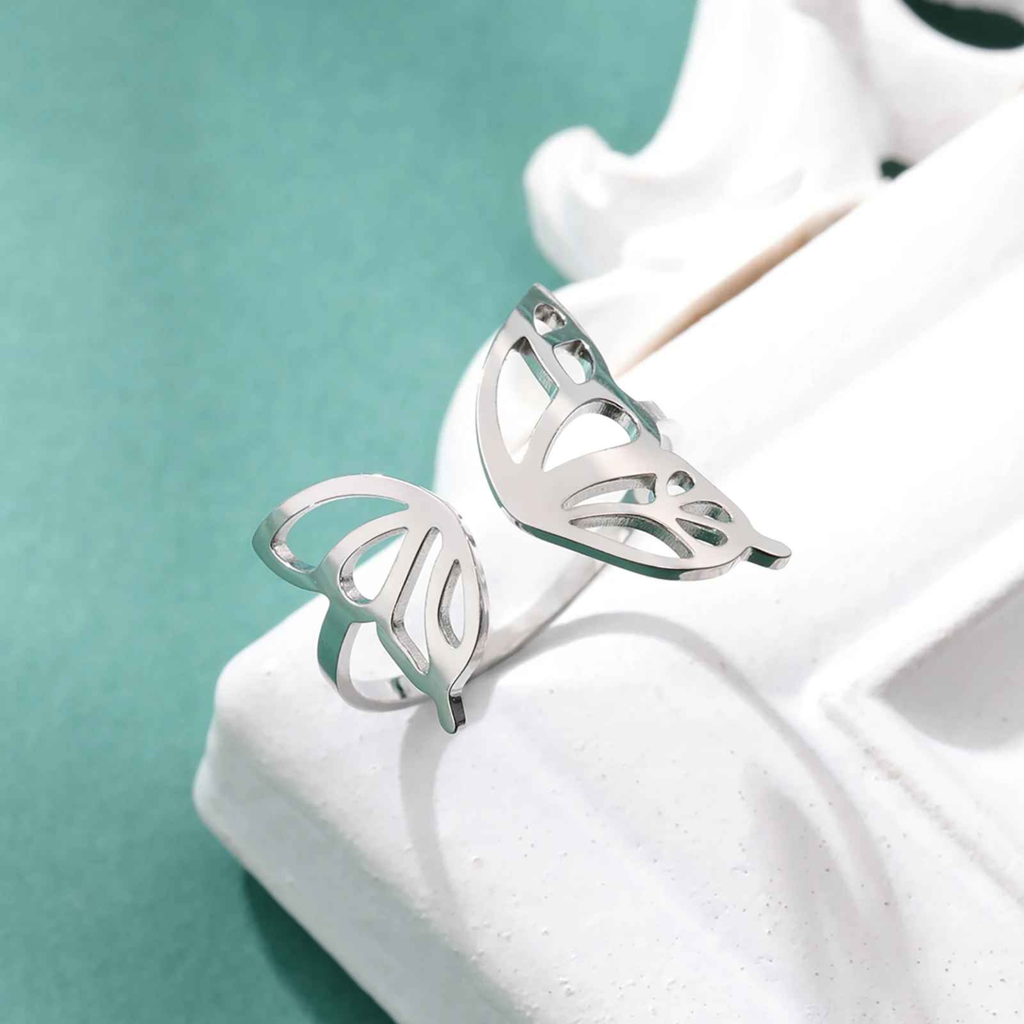 Mala – Stainless Steel Adjustable Butterfly Ring