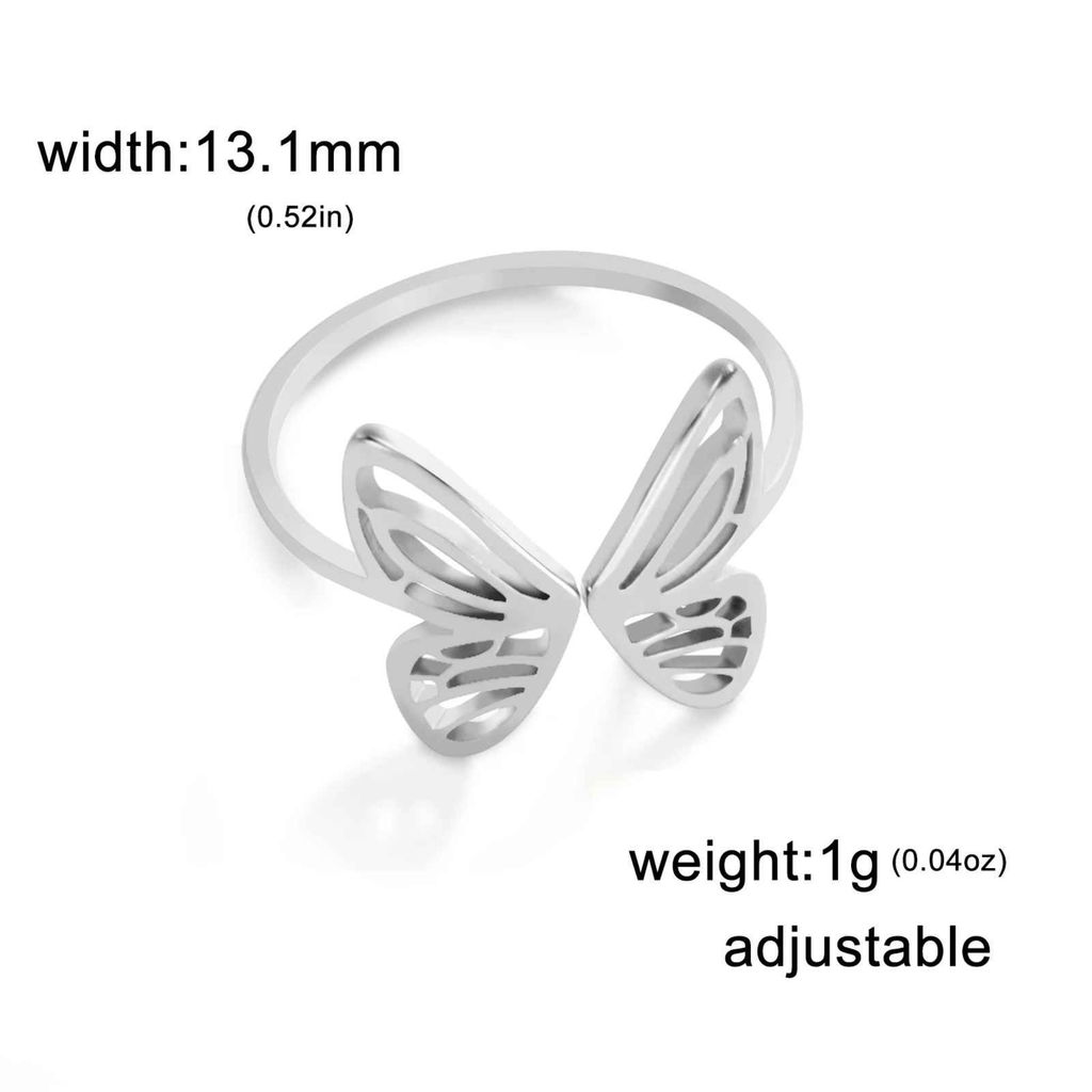 Mala – Stainless Steel Adjustable Butterfly Ring