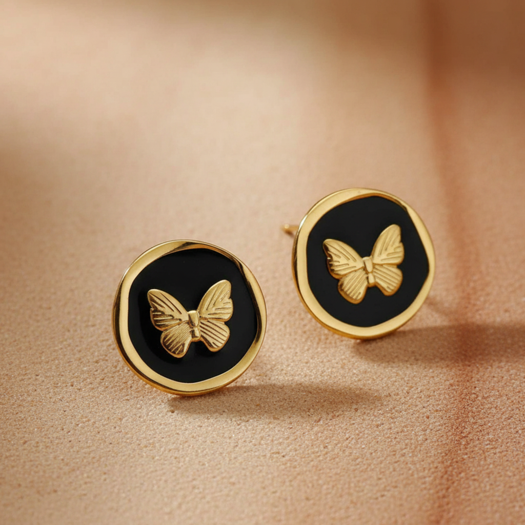Nala – Resin Drop Studs Butterfly Engraving Earrings