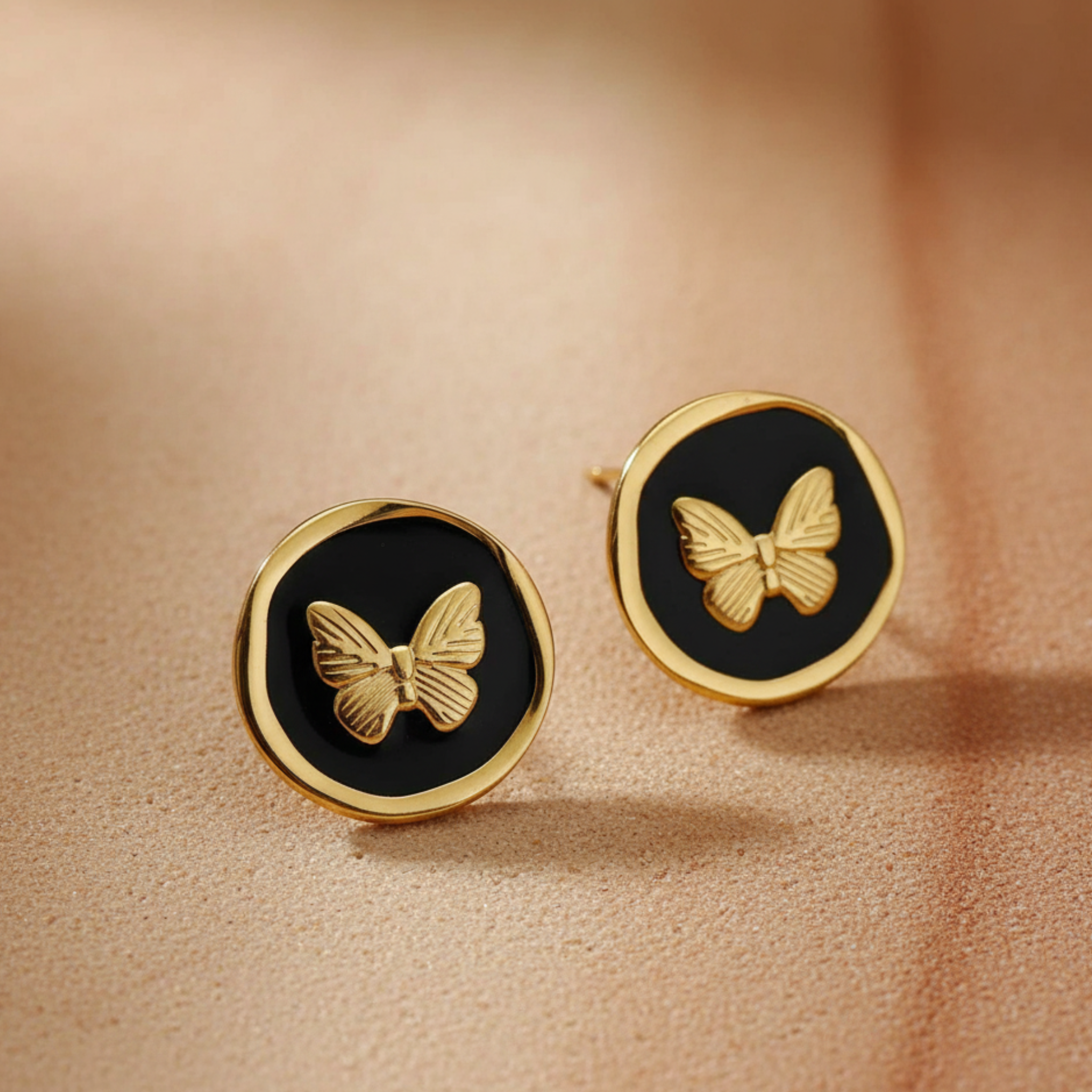 Nala – Resin Drop Studs Butterfly Engraving Earrings