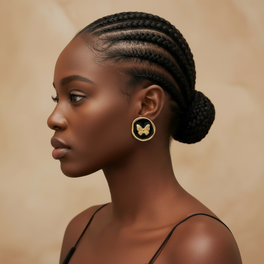 Nala – Resin Drop Studs Butterfly Engraving Earrings