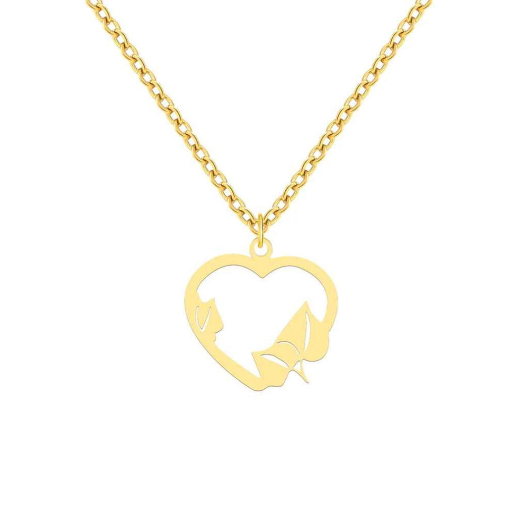Nila – Stainless Steel Heart & Maple Leaf Pendant Necklace