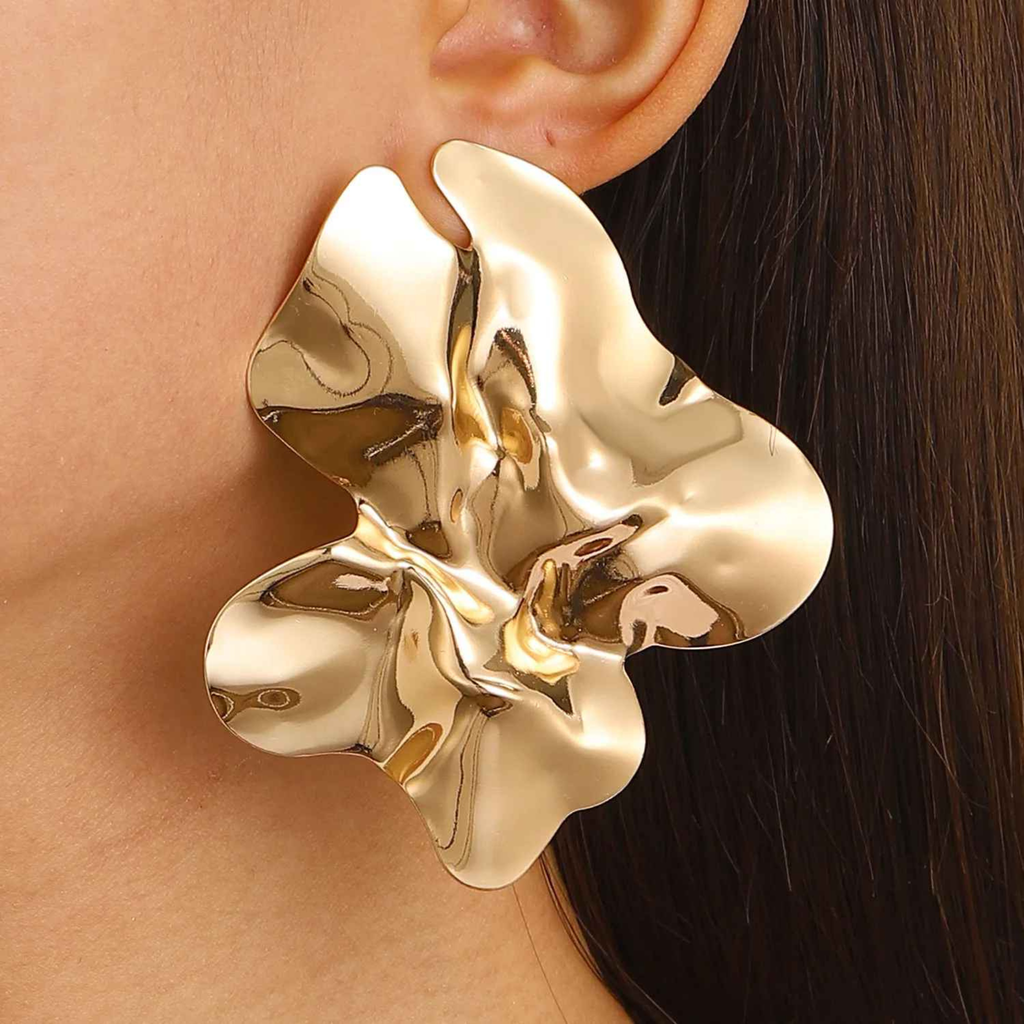 Rani – Stainless Steel Irregular Pleated Dangle Earrings
