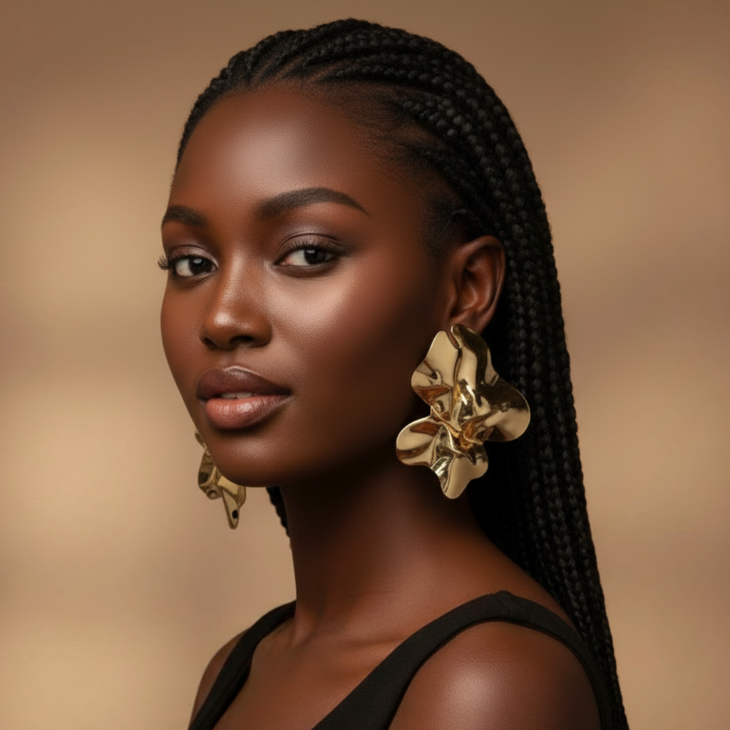 Rani – Stainless Steel Irregular Pleated Dangle Earrings