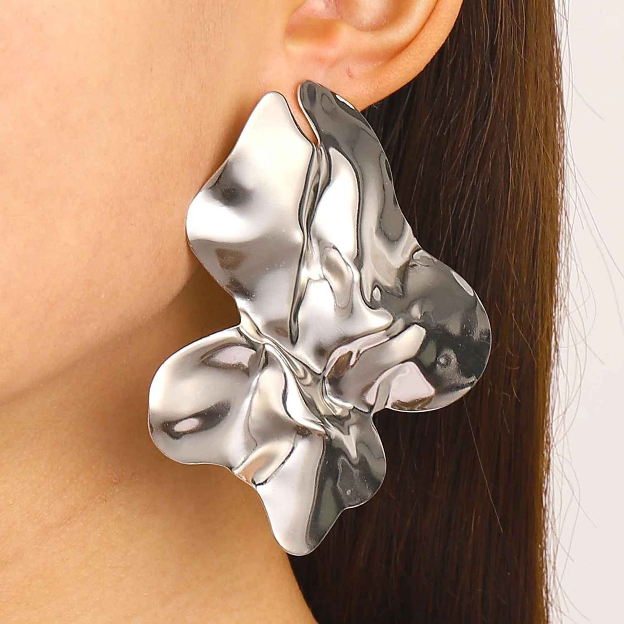 Rani – Stainless Steel Irregular Pleated Dangle Earrings