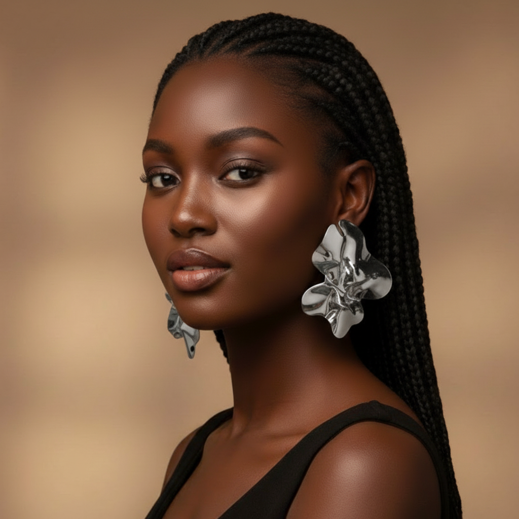 Rani – Stainless Steel Irregular Pleated Dangle Earrings