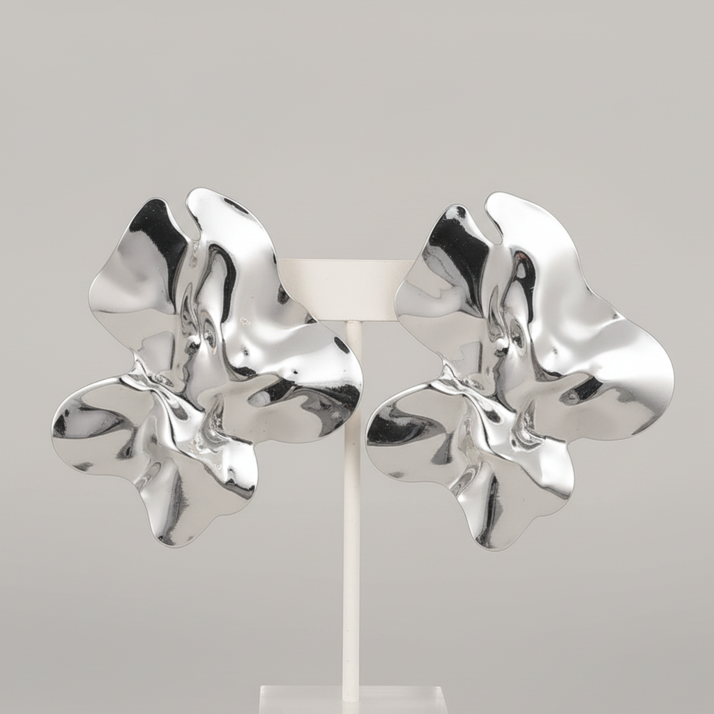 Rani – Stainless Steel Irregular Pleated Dangle Earrings