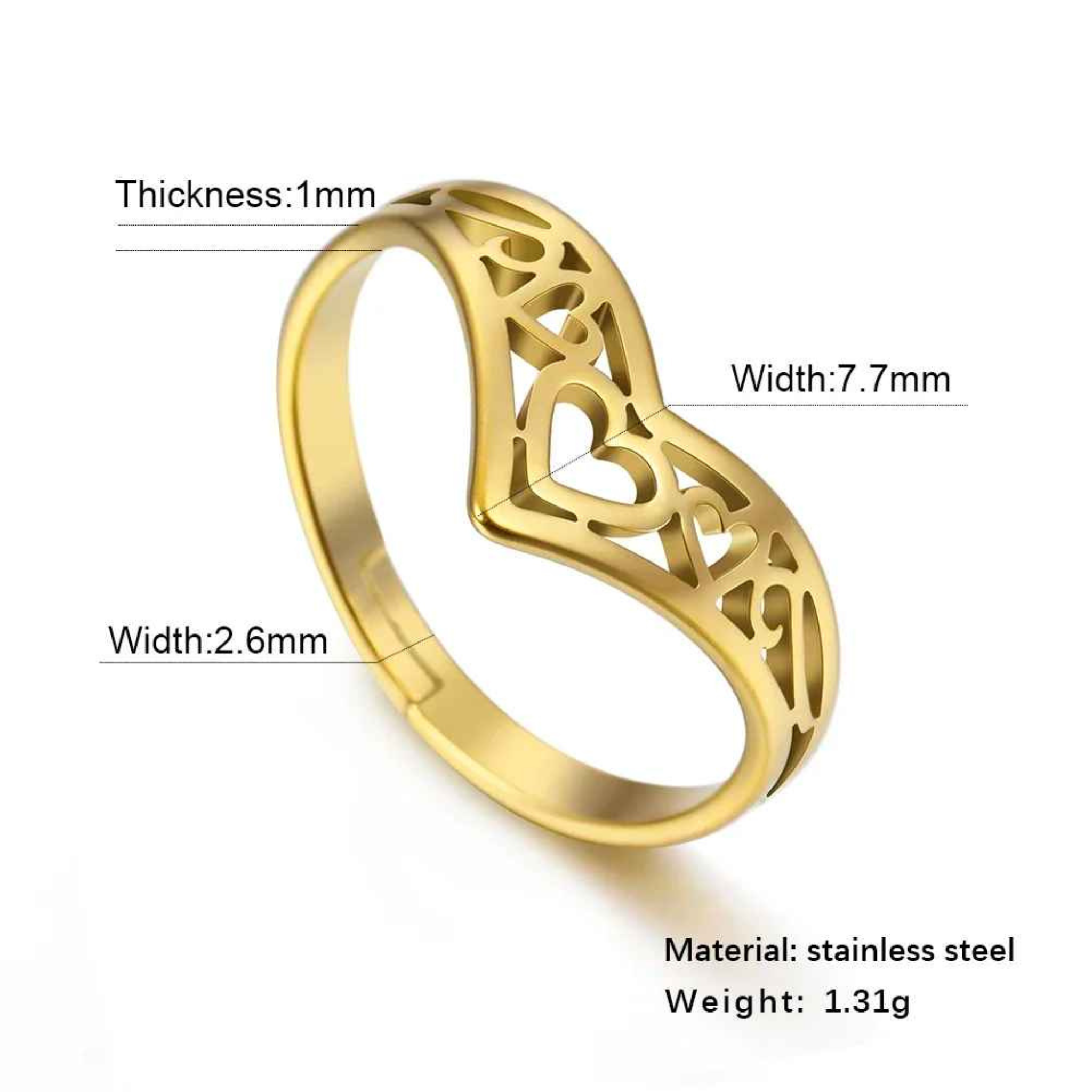 Rivo – Stainless Steel Hollow Heart Ring