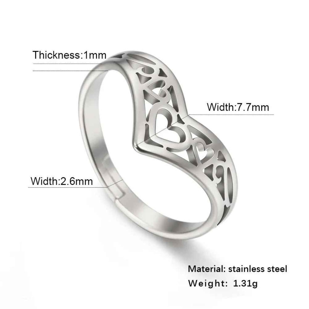 Rivo – Stainless Steel Hollow Heart Ring